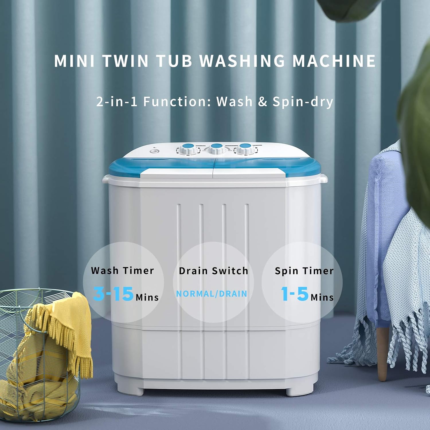 The Auertech Twin Tub Portable Washer + Spin Dryer